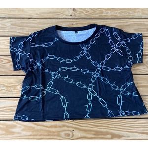 NEW Vapor 95 Chain Crop T Shirt Size Large Women’s Black Pullover